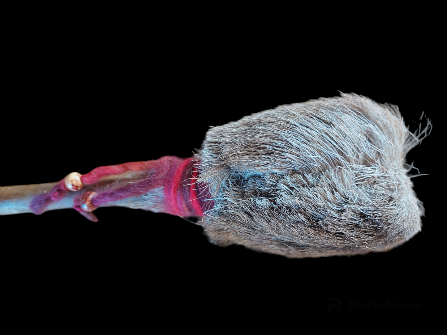 Red deer winter hide and willow wood rattle