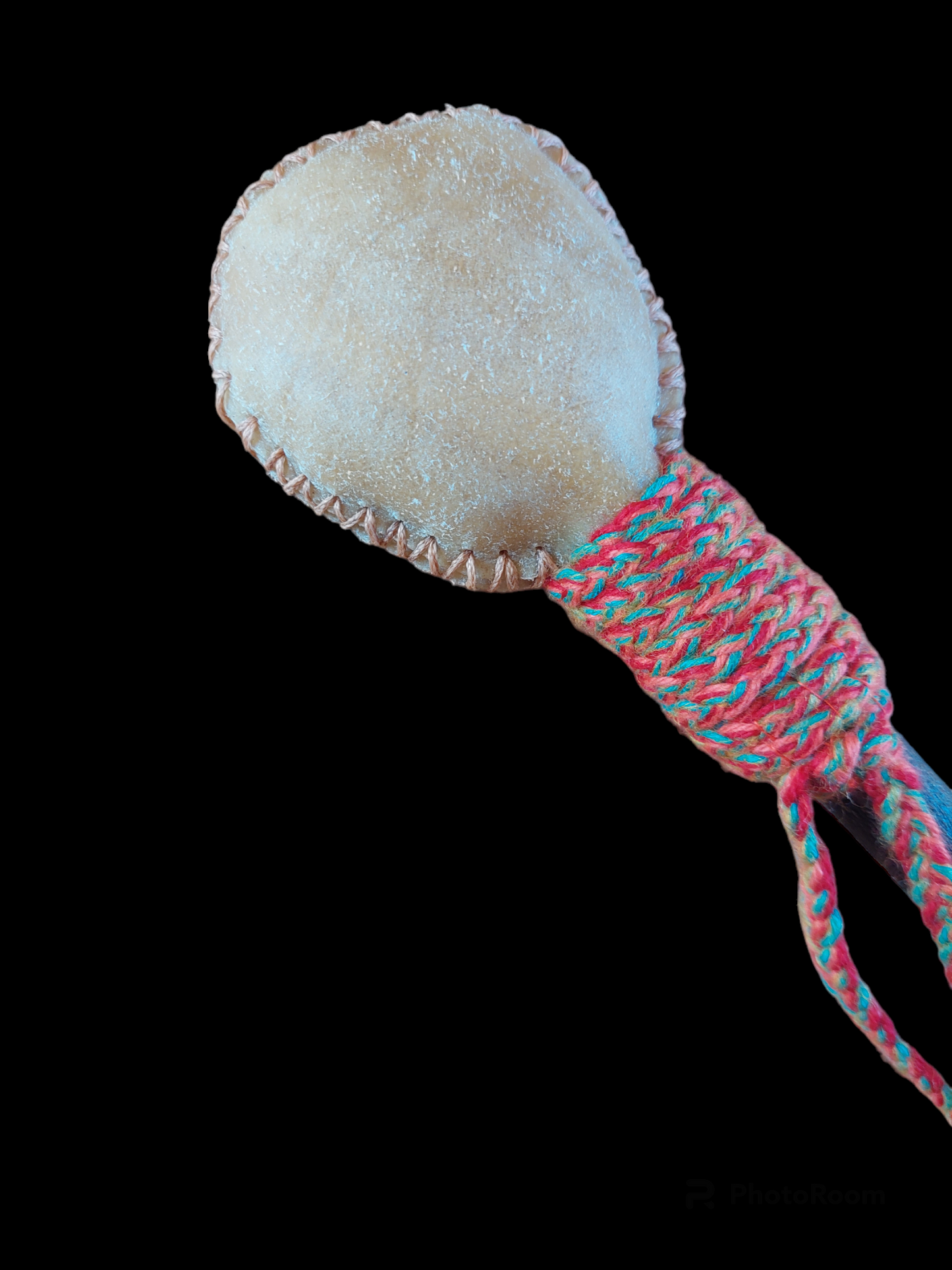 Red deer hide and beech wood rattle