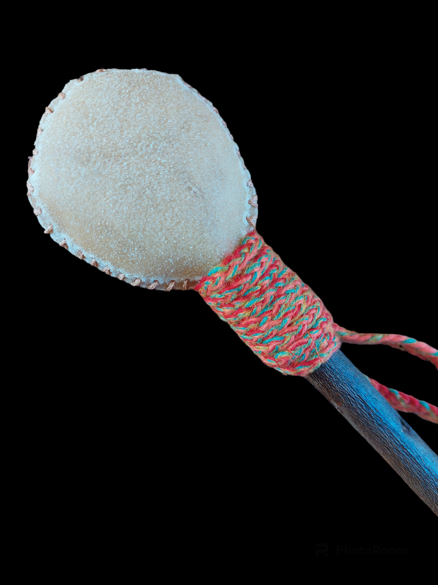 Red deer hide and beech wood rattle