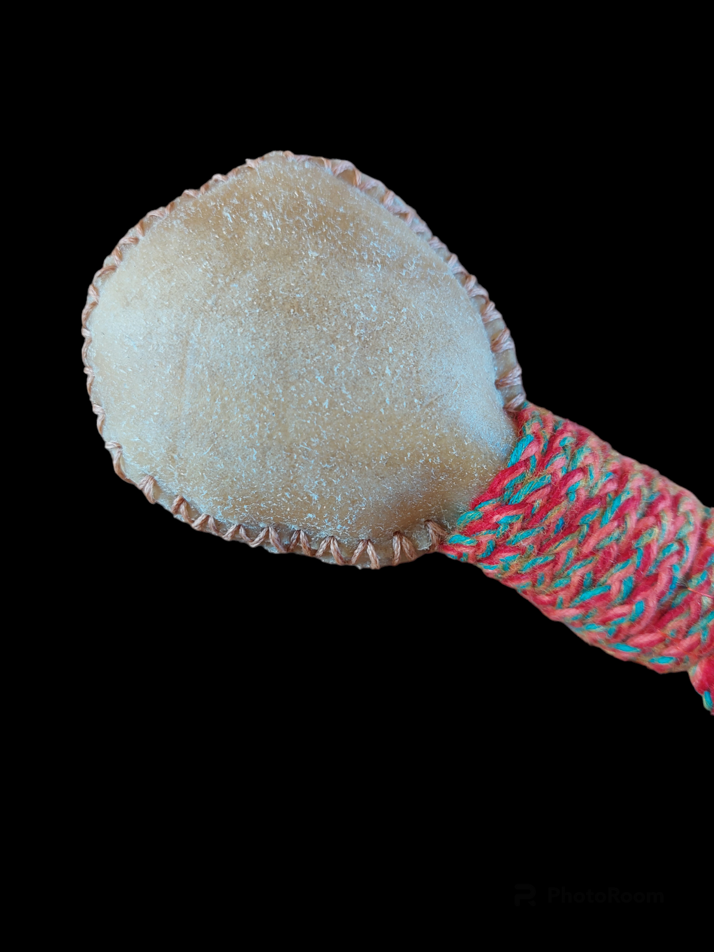 Red deer hide and beech wood rattle