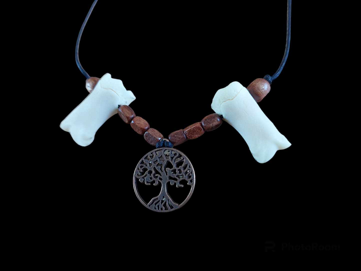 Wild boar foot bones and tree of life amulet necklace