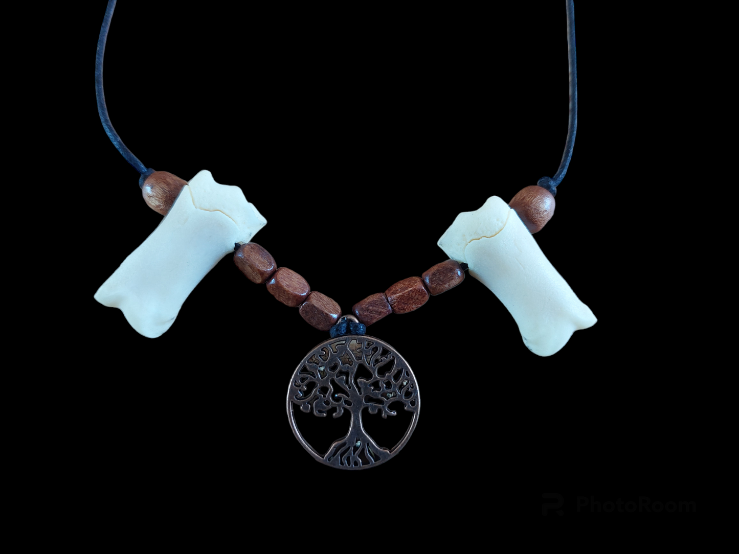 Wild boar foot bones and tree of life amulet necklace