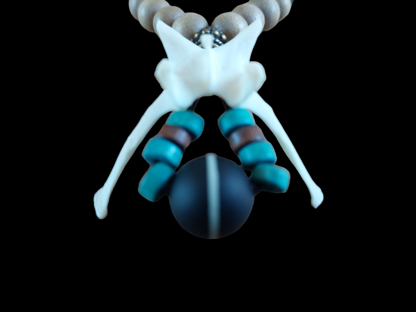 Fox vertebra and medicine dzi bead amulet necklace