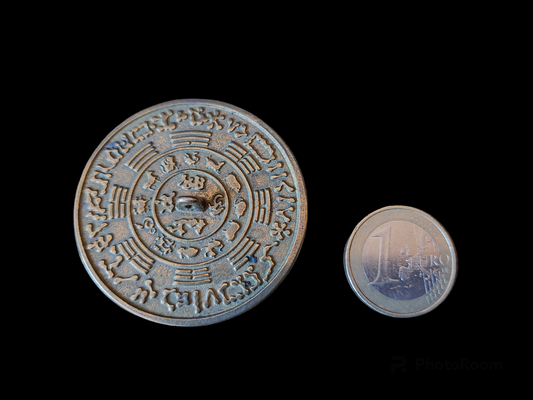 Mongolian shamanic mirror Trigrams and Zodiac 45 millimeters