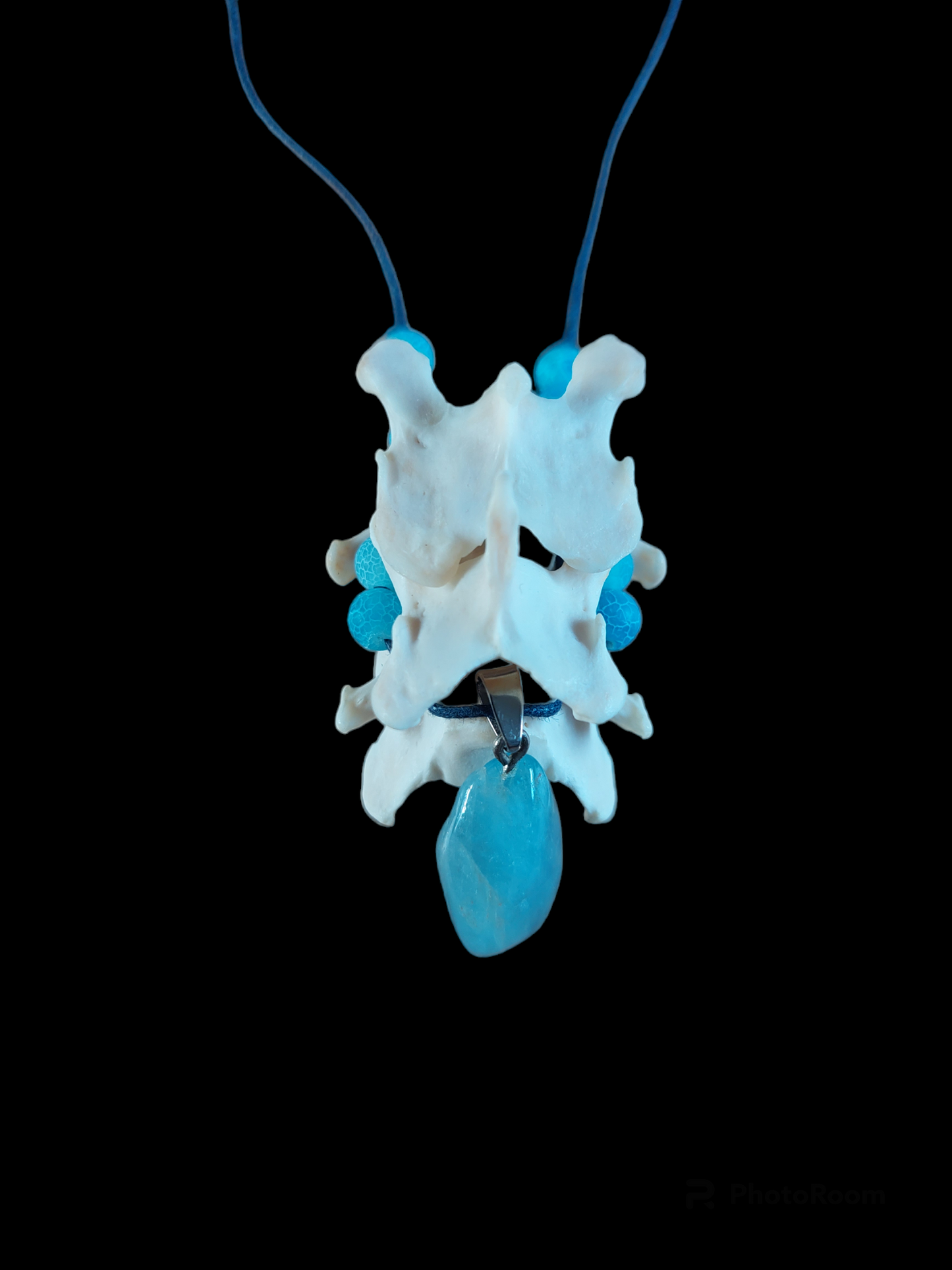 Fox vertebrae throat chakra healing amulet necklace