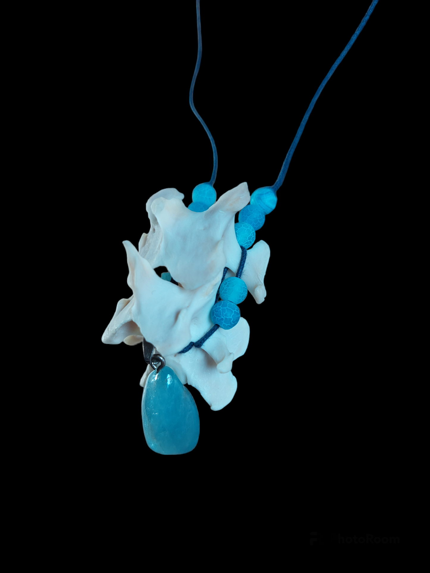 Fox vertebrae throat chakra healing amulet necklace