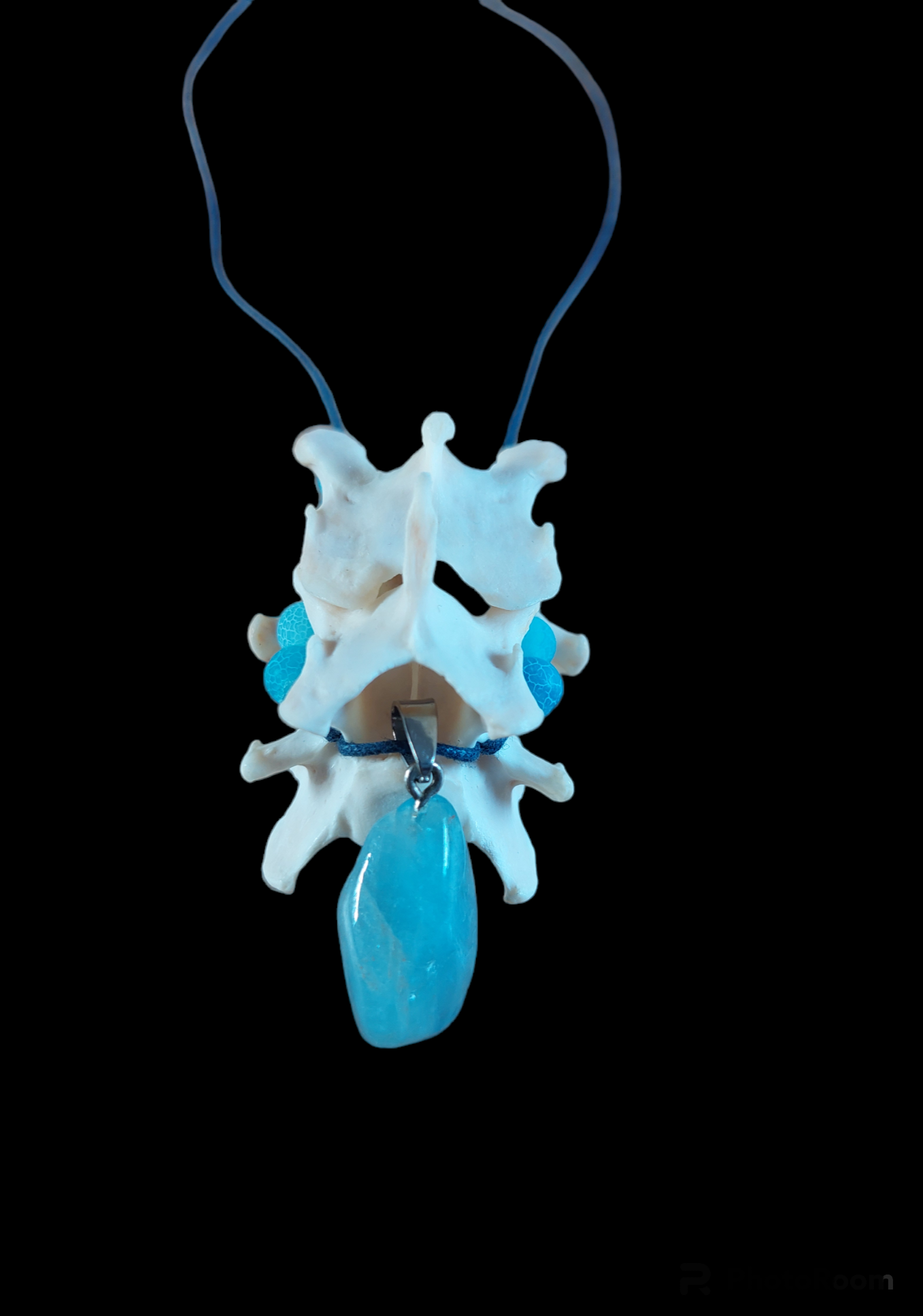 Fox vertebrae throat chakra healing amulet necklace