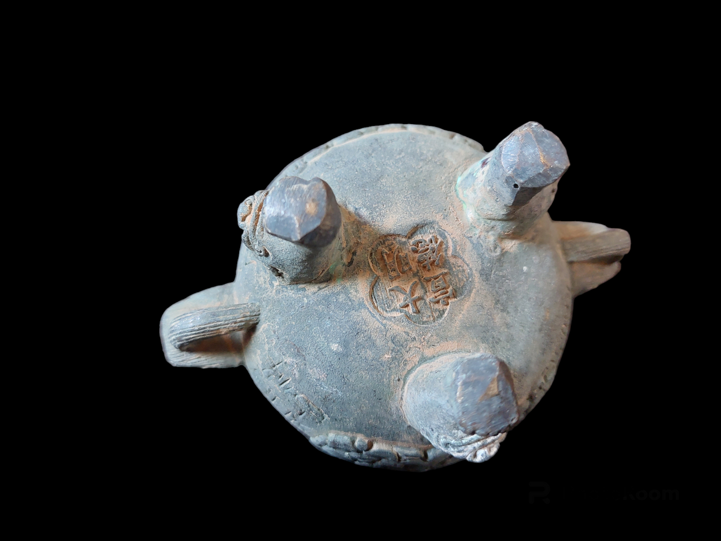 Antique bronze incense burner Laughing Buddha