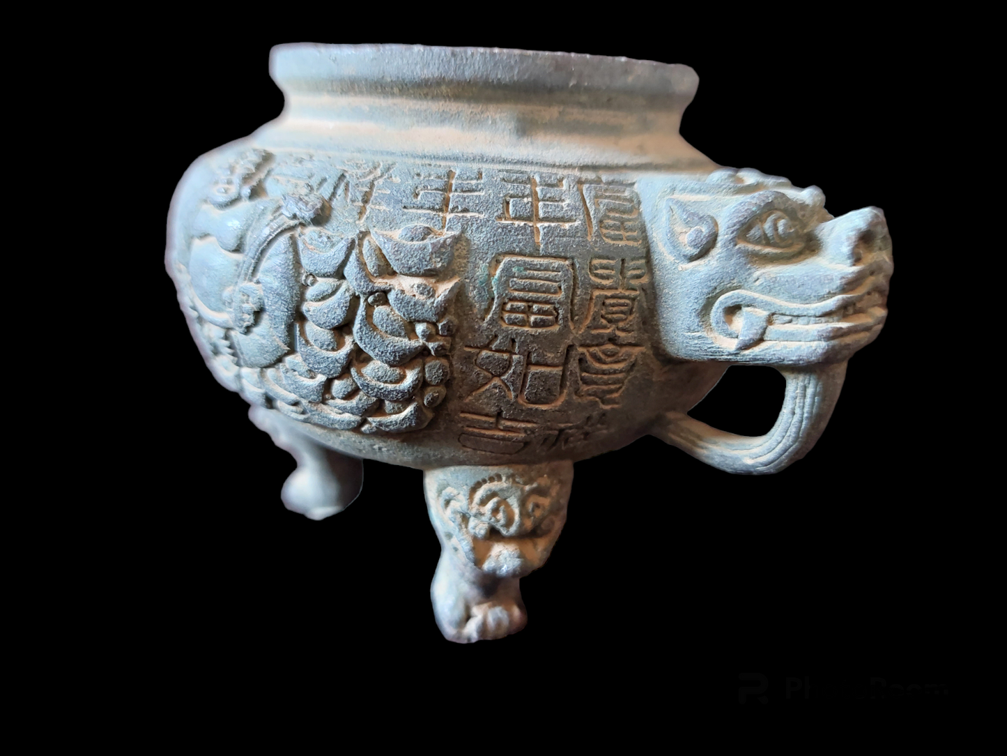 Antique bronze incense burner Laughing Buddha