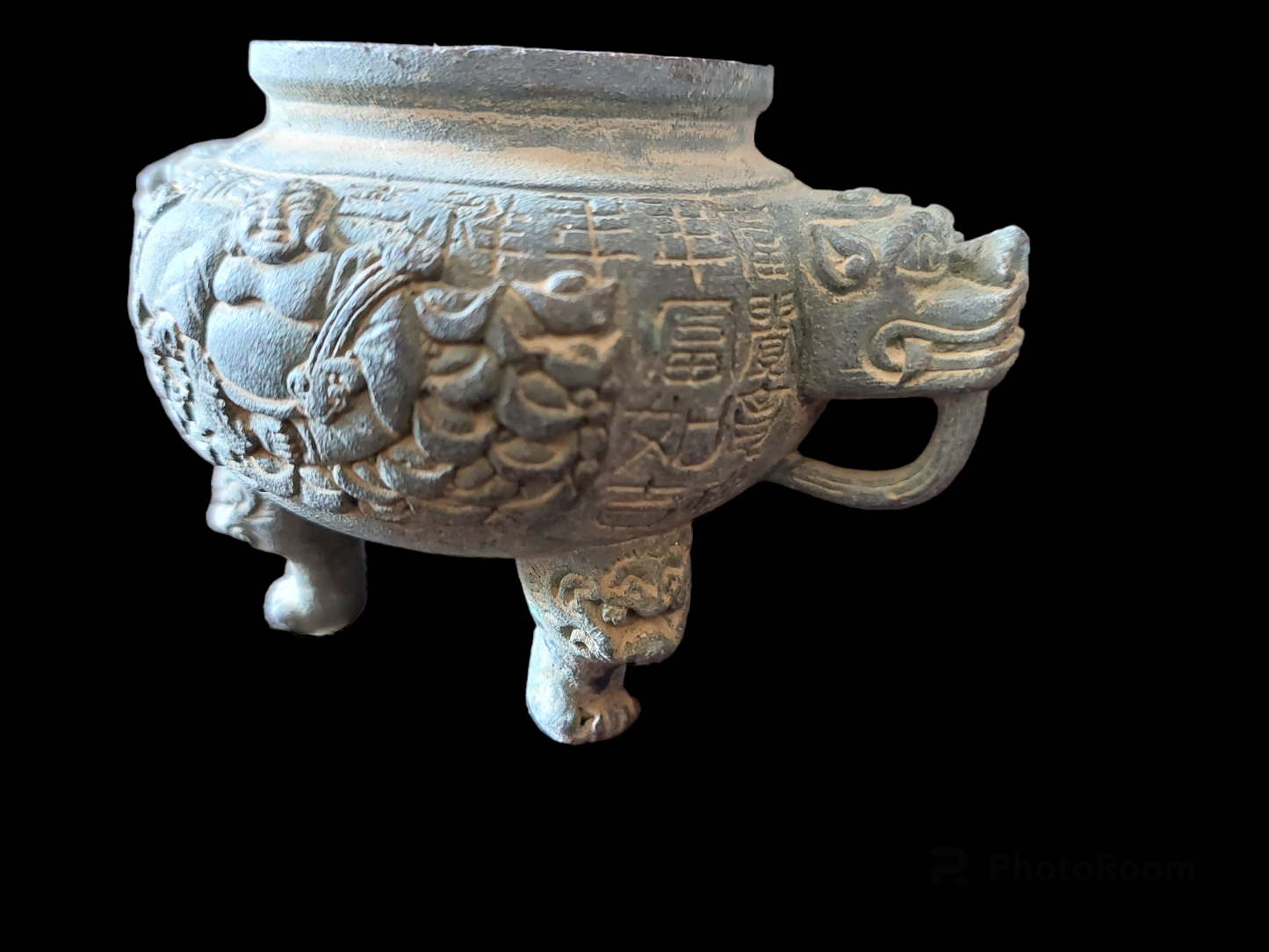 Antique bronze incense burner Laughing Buddha