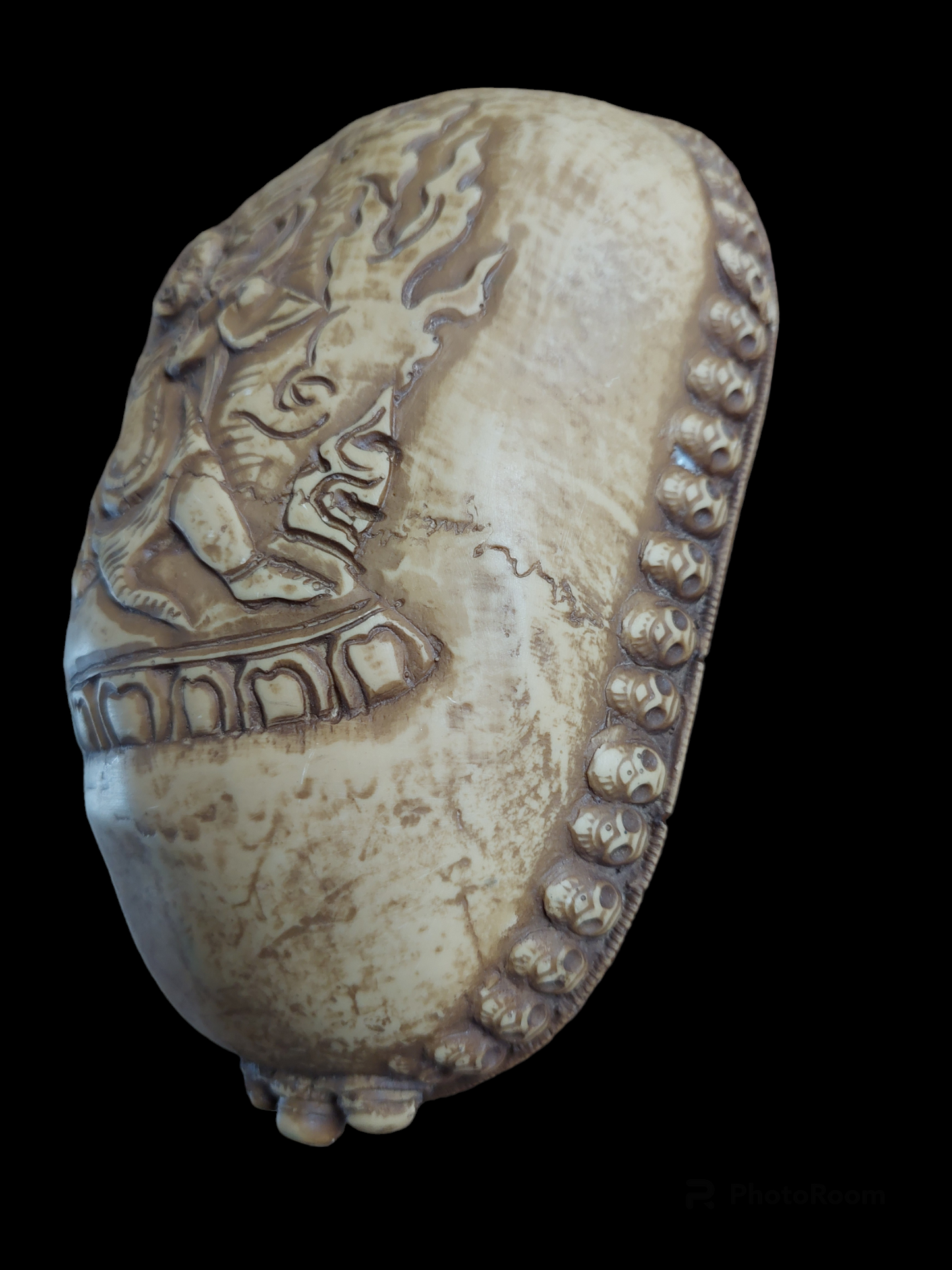 Kapala with wrathful deity depiction