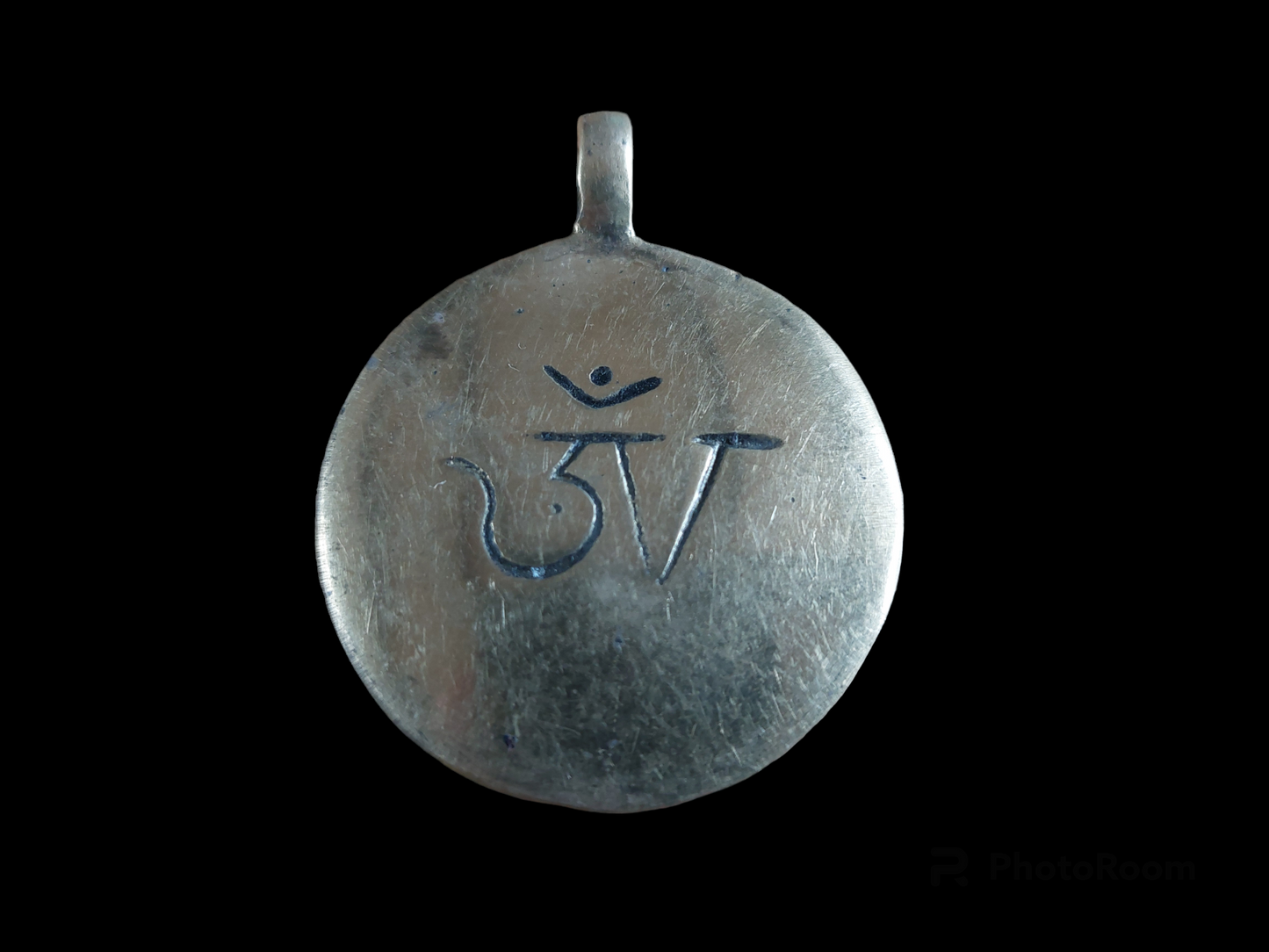 Nepalese shamanic mirror Si Pa Ho and Aum symbol 45 millimeters