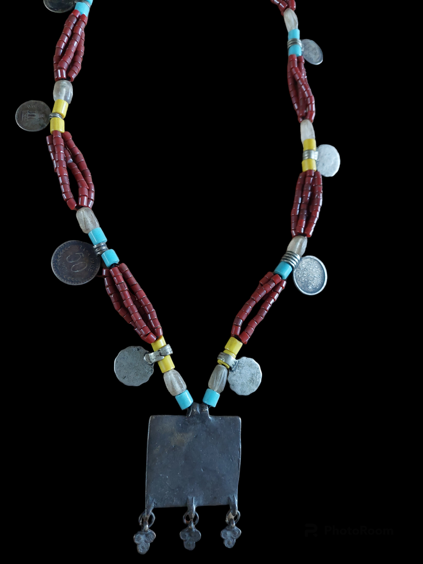 Vintage Indian tribal coin necklace