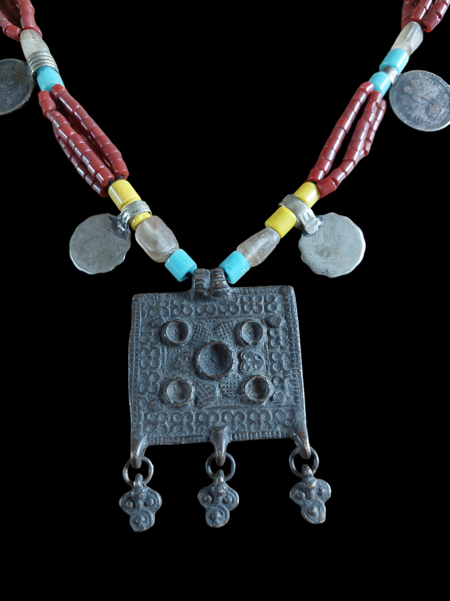 Vintage Indian tribal coin necklace