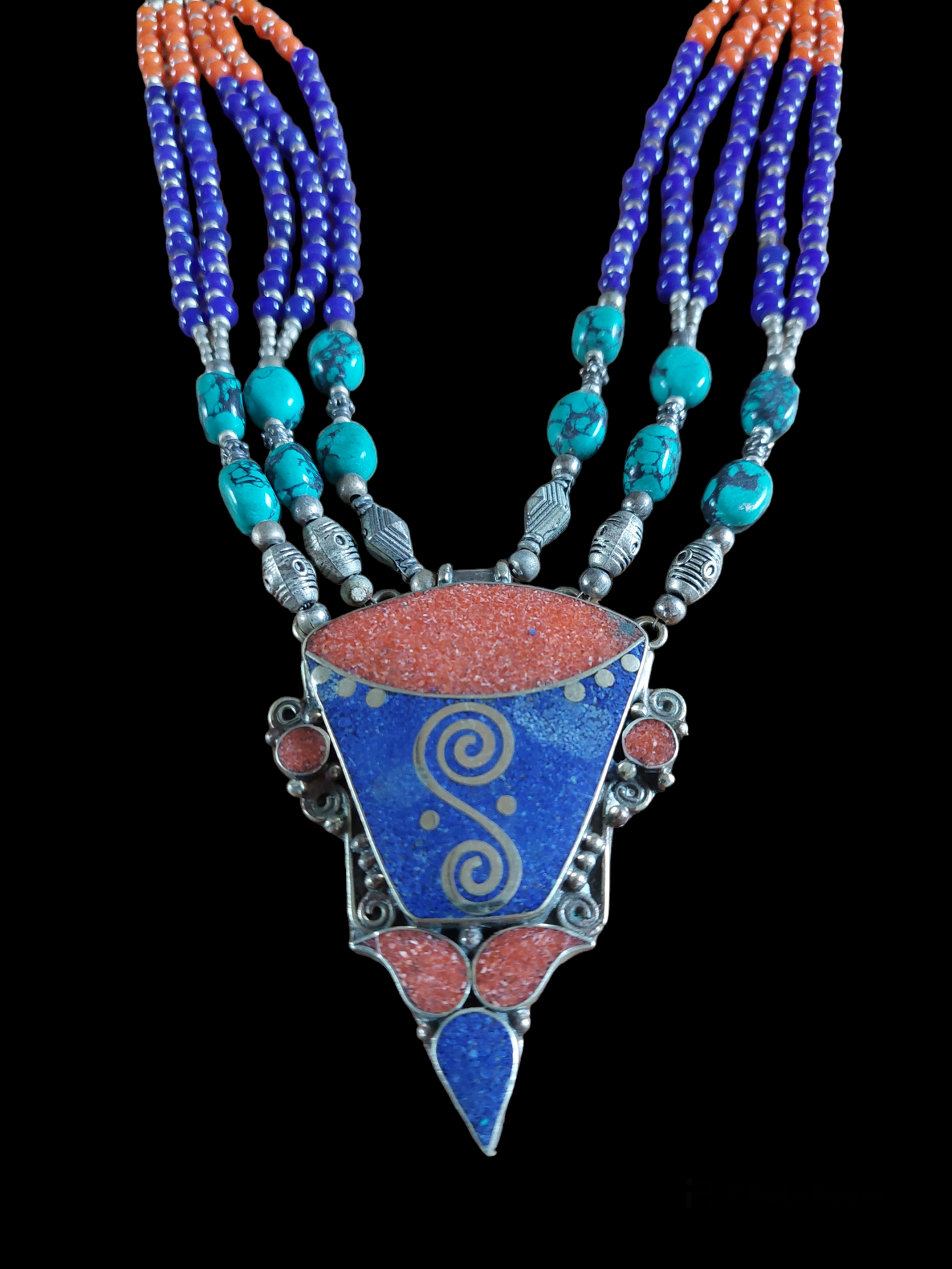 Vintage Tibetan gemstone necklace