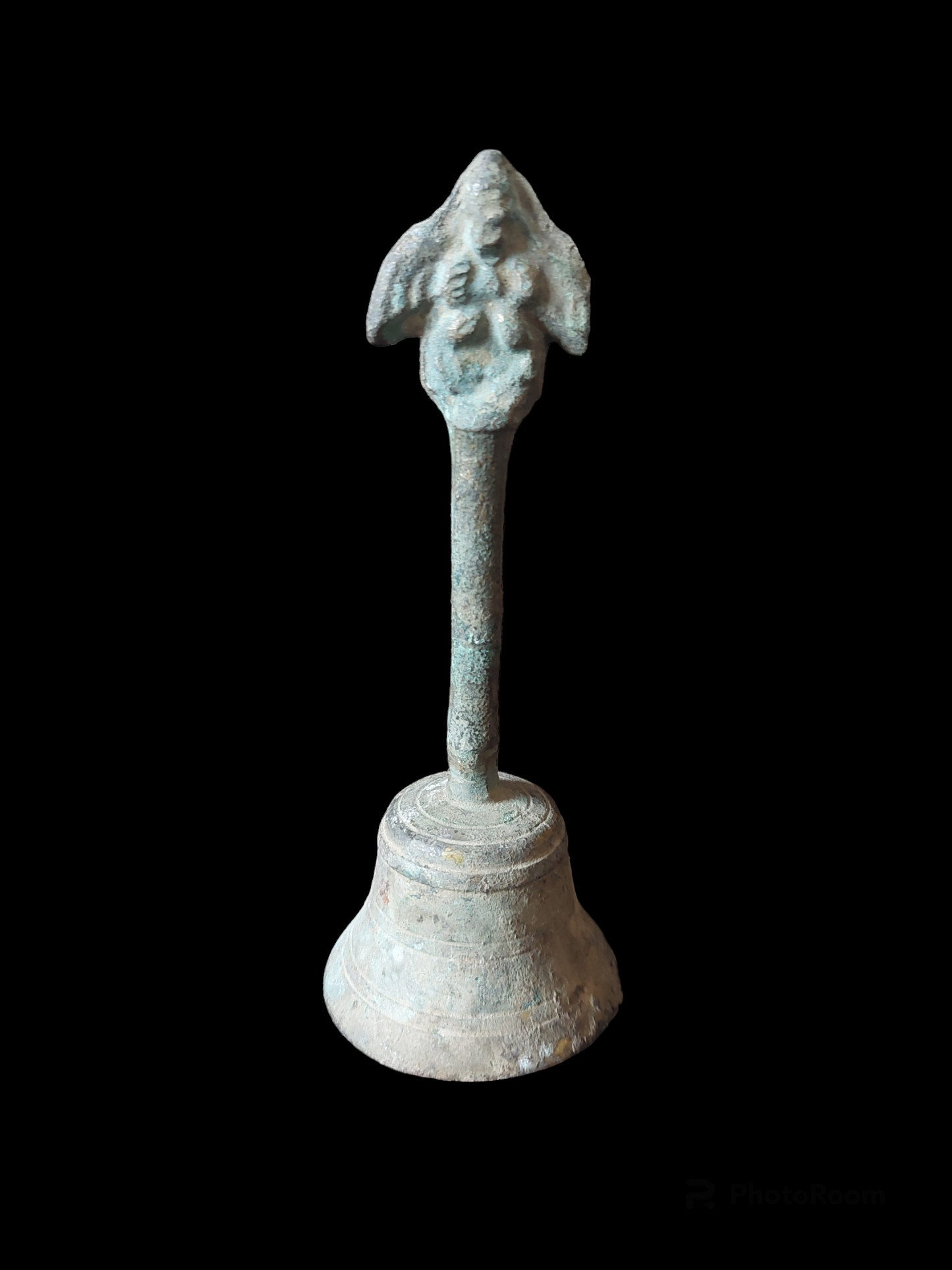 Antique bronze altar bell with garuda