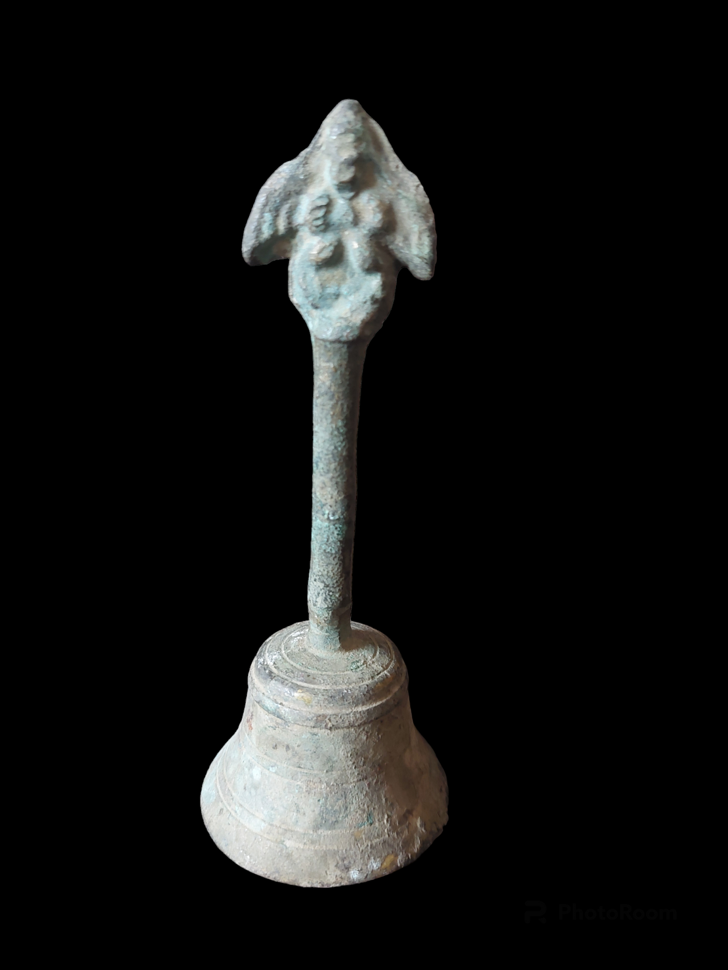 Antique bronze altar bell with garuda