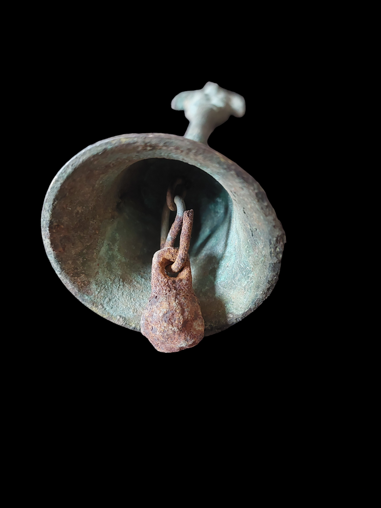 Antique bronze altar bell with garuda