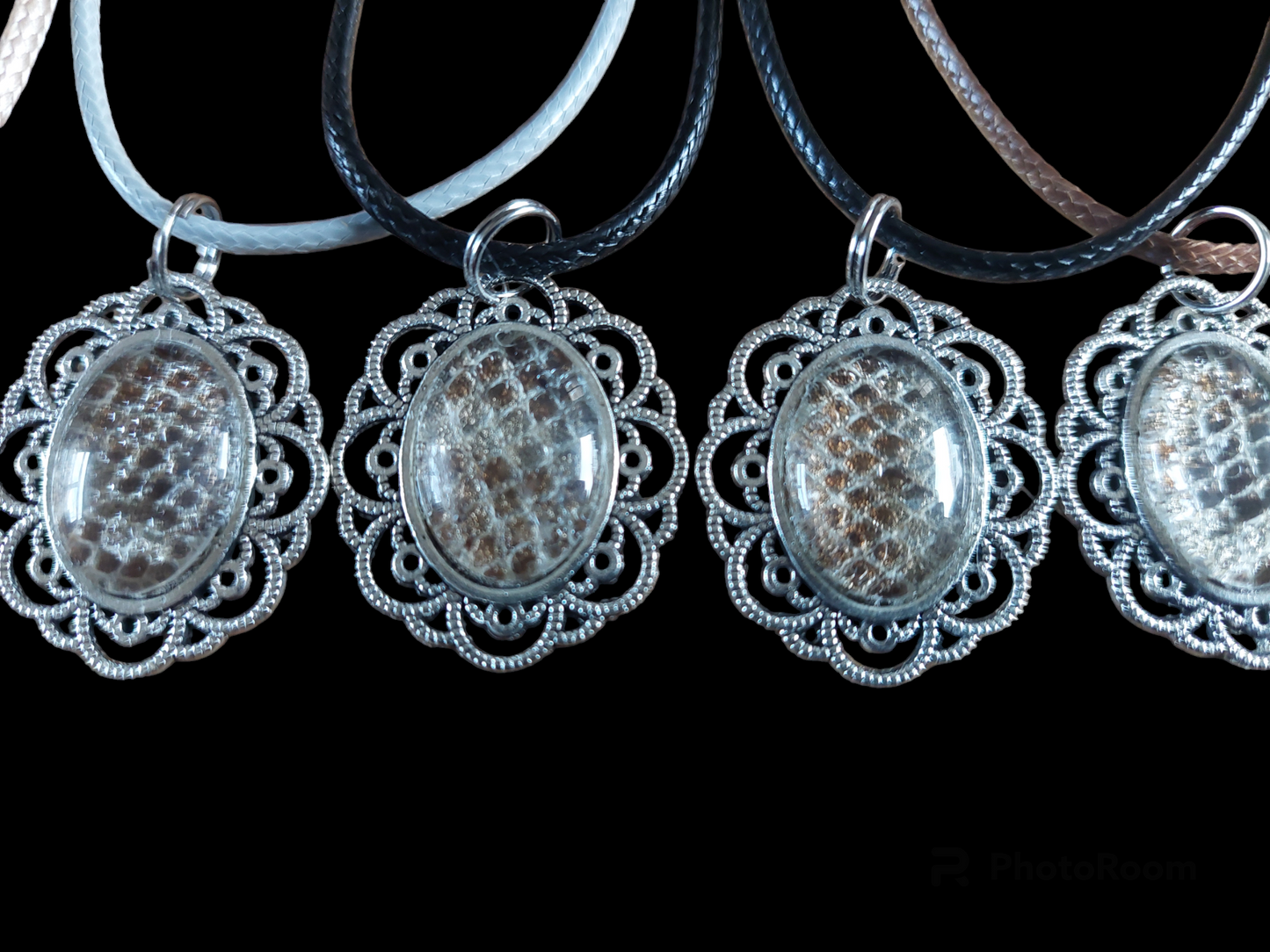 Constrictor snake skin amulet necklace