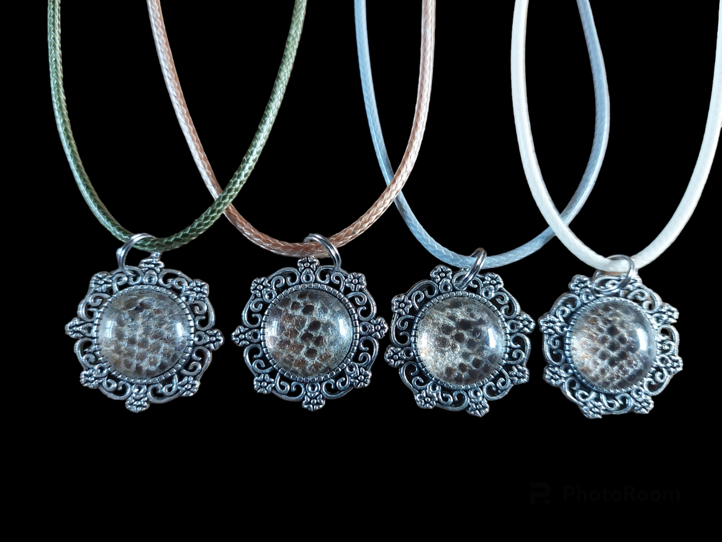 Constrictor snake skin amulet necklace