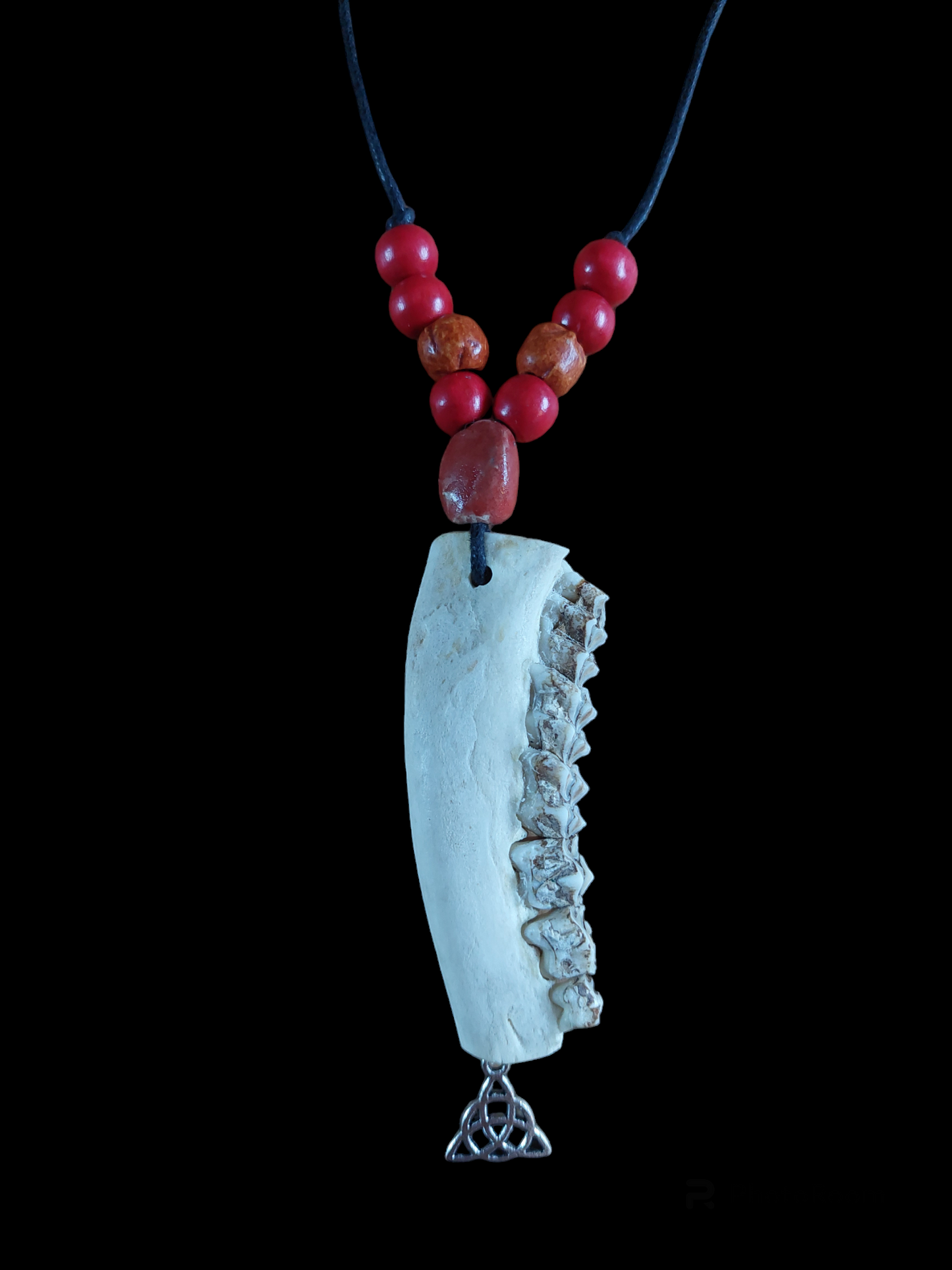 Roe deer jaw bone and pendant amulet necklaces