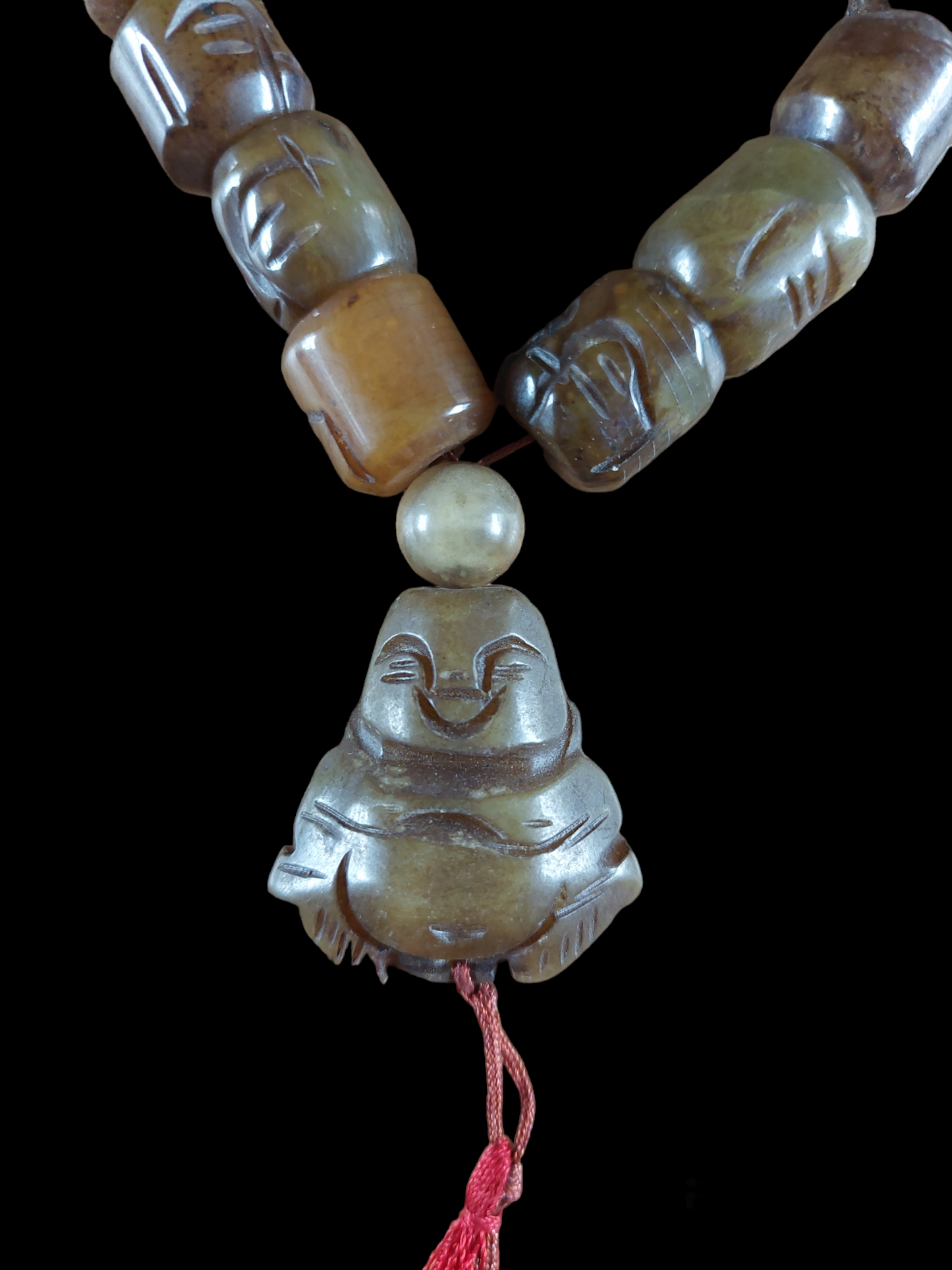 Vintage Tibetan jade buddha mala bracelet #1
