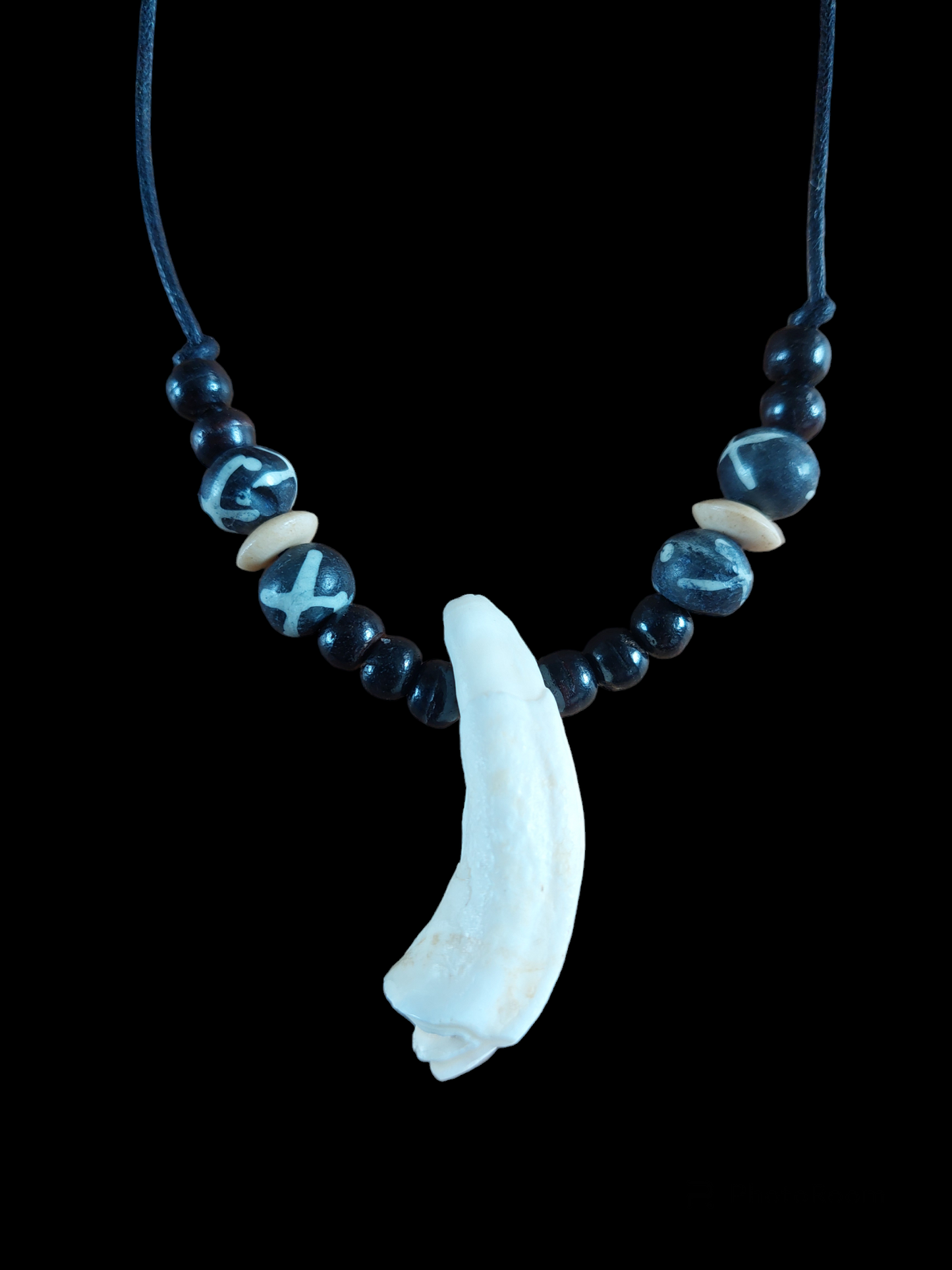 Yak tooth and yak bone beads amulet necklace