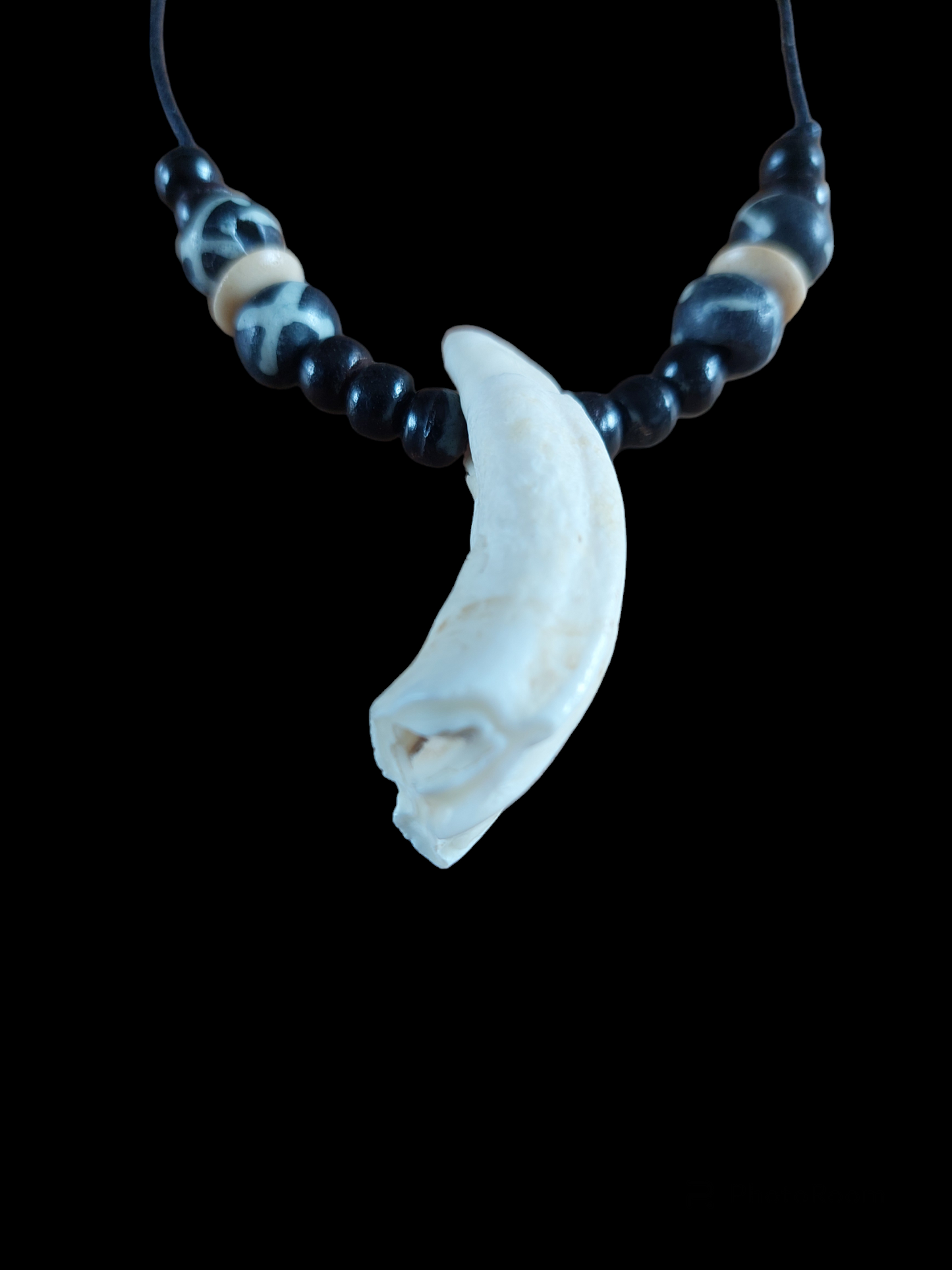 Yak tooth and yak bone beads amulet necklace