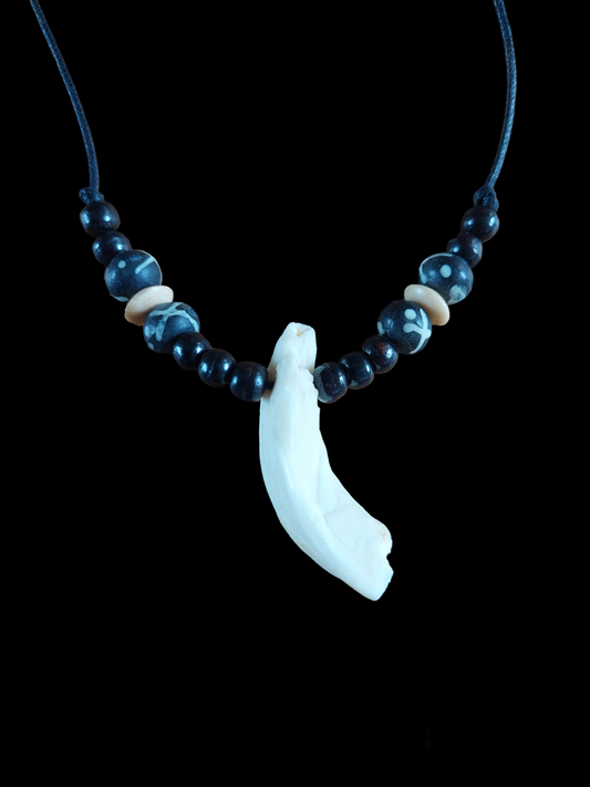 Yak tooth and yak bone beads amulet necklace