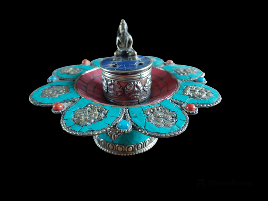 Vintage Tibetan incense burner with Buddha