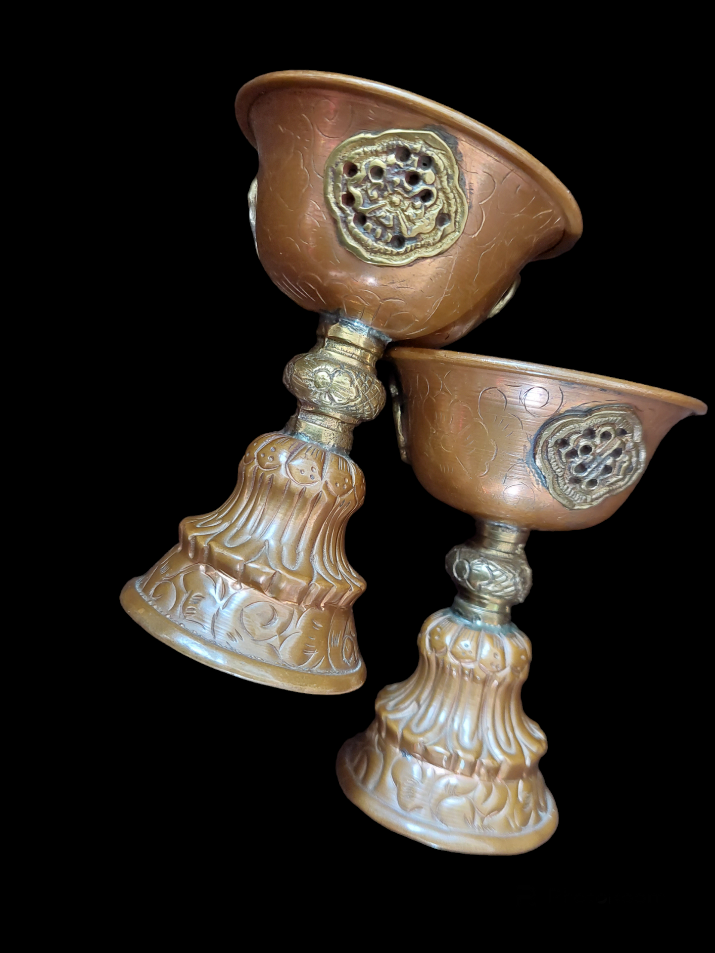 Vintage Tibetan chula ghee lamp 95 millimeters