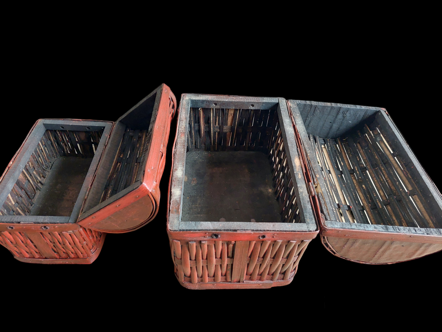Nepalese wood and bamboo storage baskets, set of 2