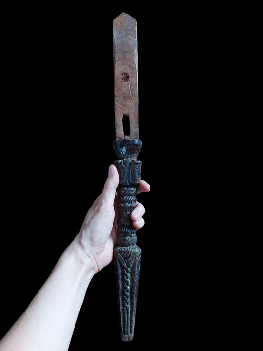 Antique Nepalese dhyangro drum handle