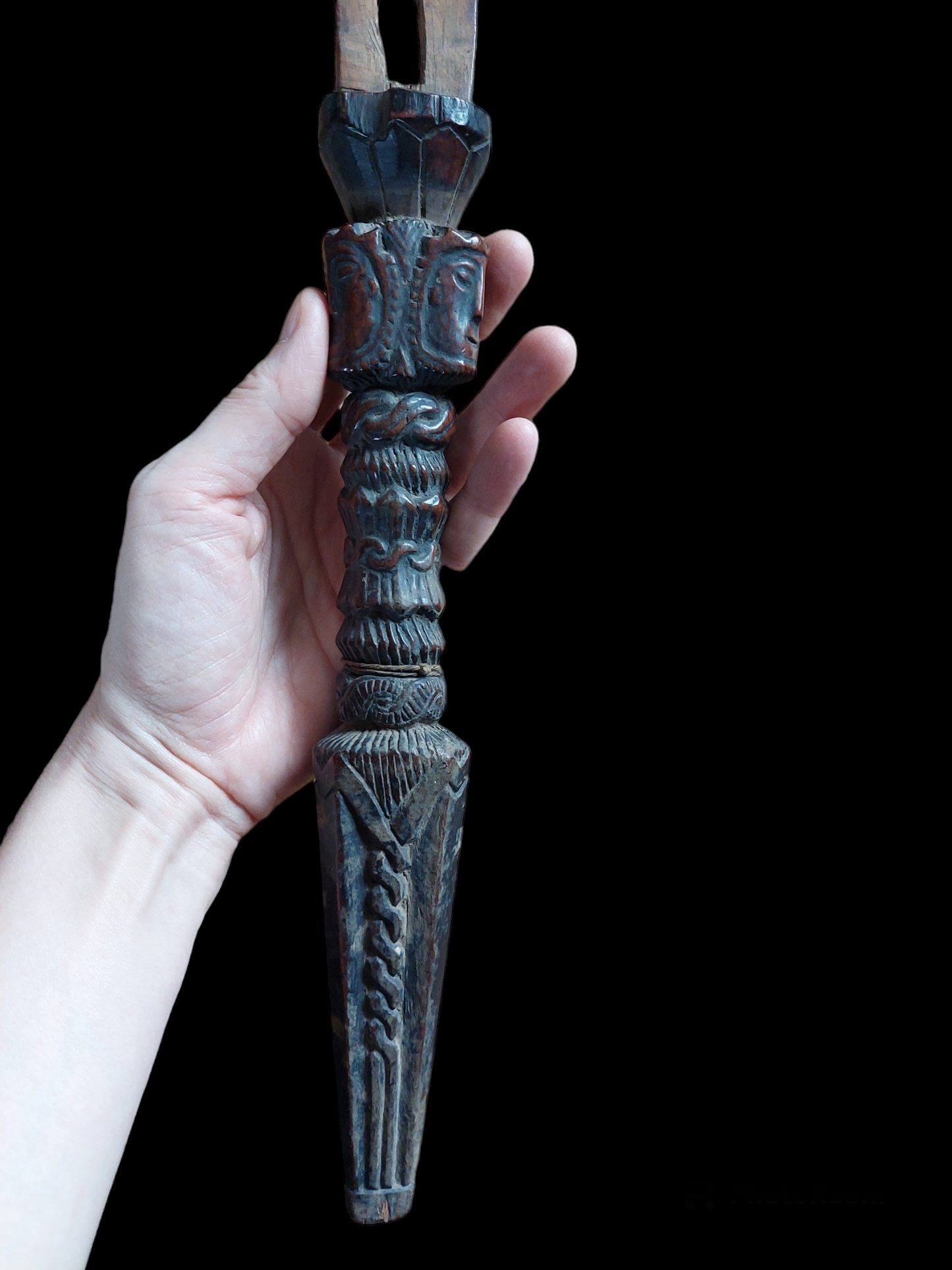 Antique Nepalese dhyangro drum handle