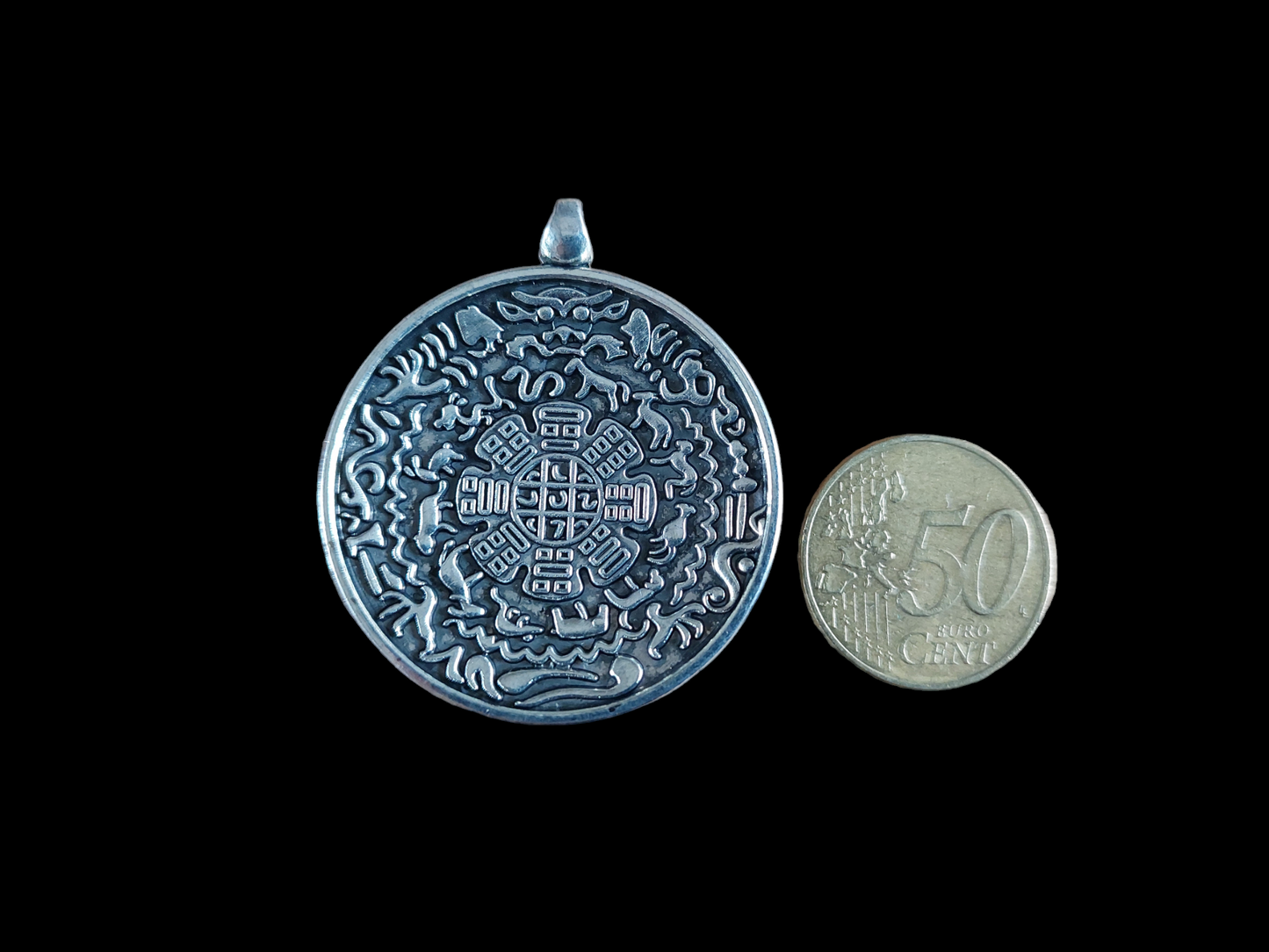 Tibetan alpaca metal mirror Si Pa Ho 40 millimeters