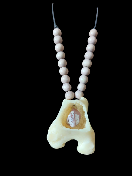 Red deer bone and botswana agate amulet necklace