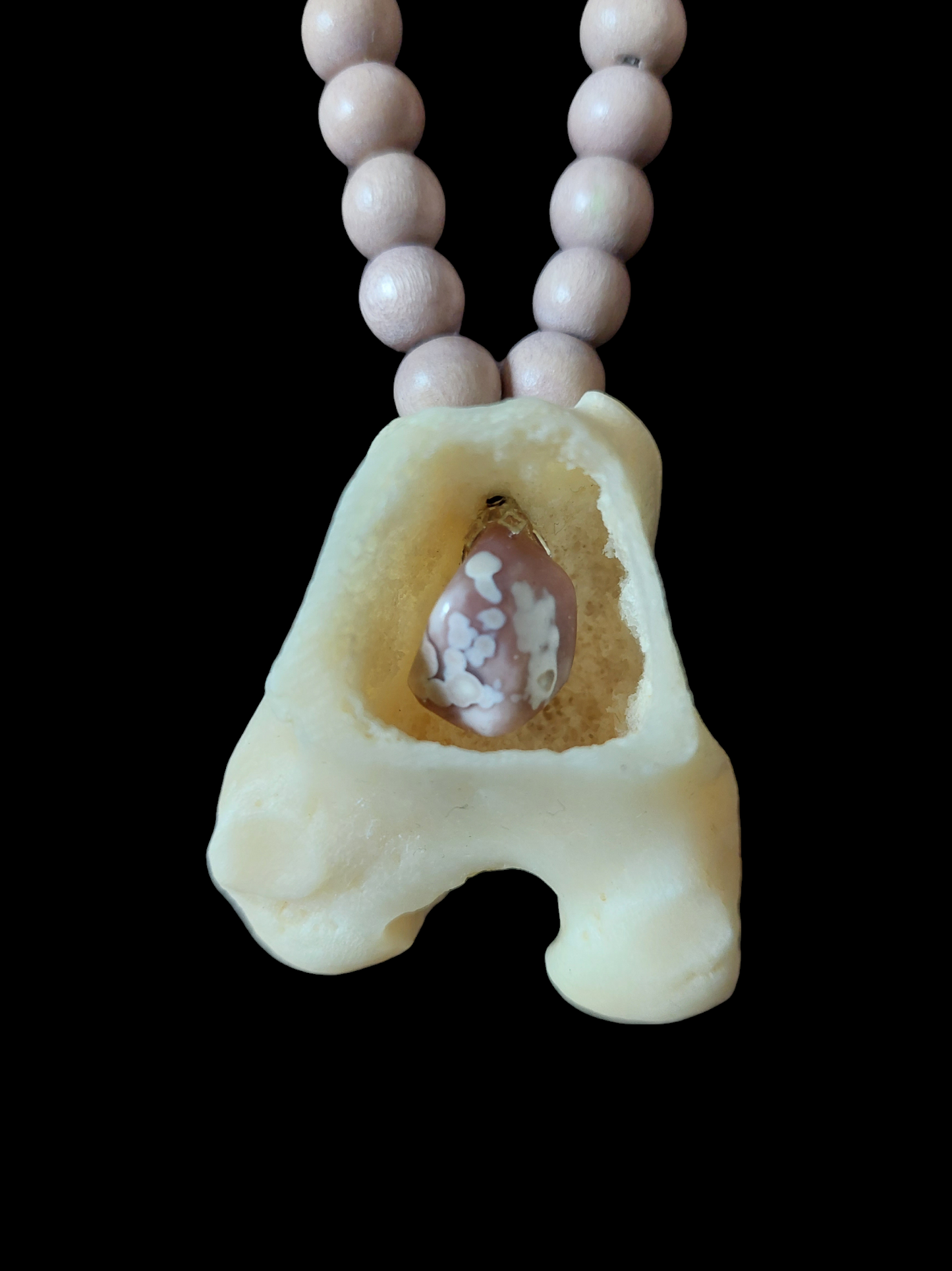 Red deer bone and botswana agate amulet necklace