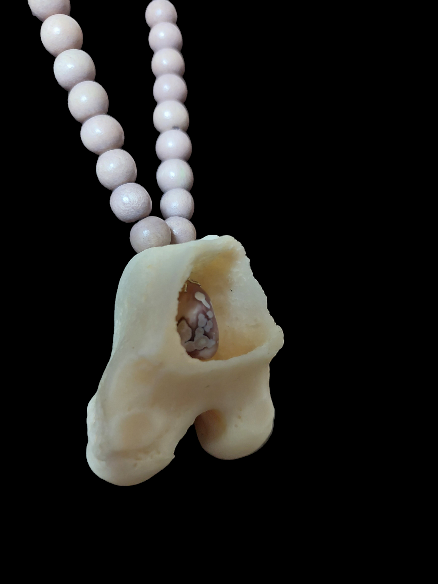 Red deer bone and botswana agate amulet necklace