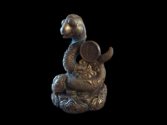 Vintage brass Feng Shui money statue Snake