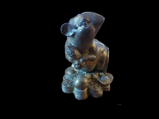 Vintage brass Feng Shui money statue Rat
