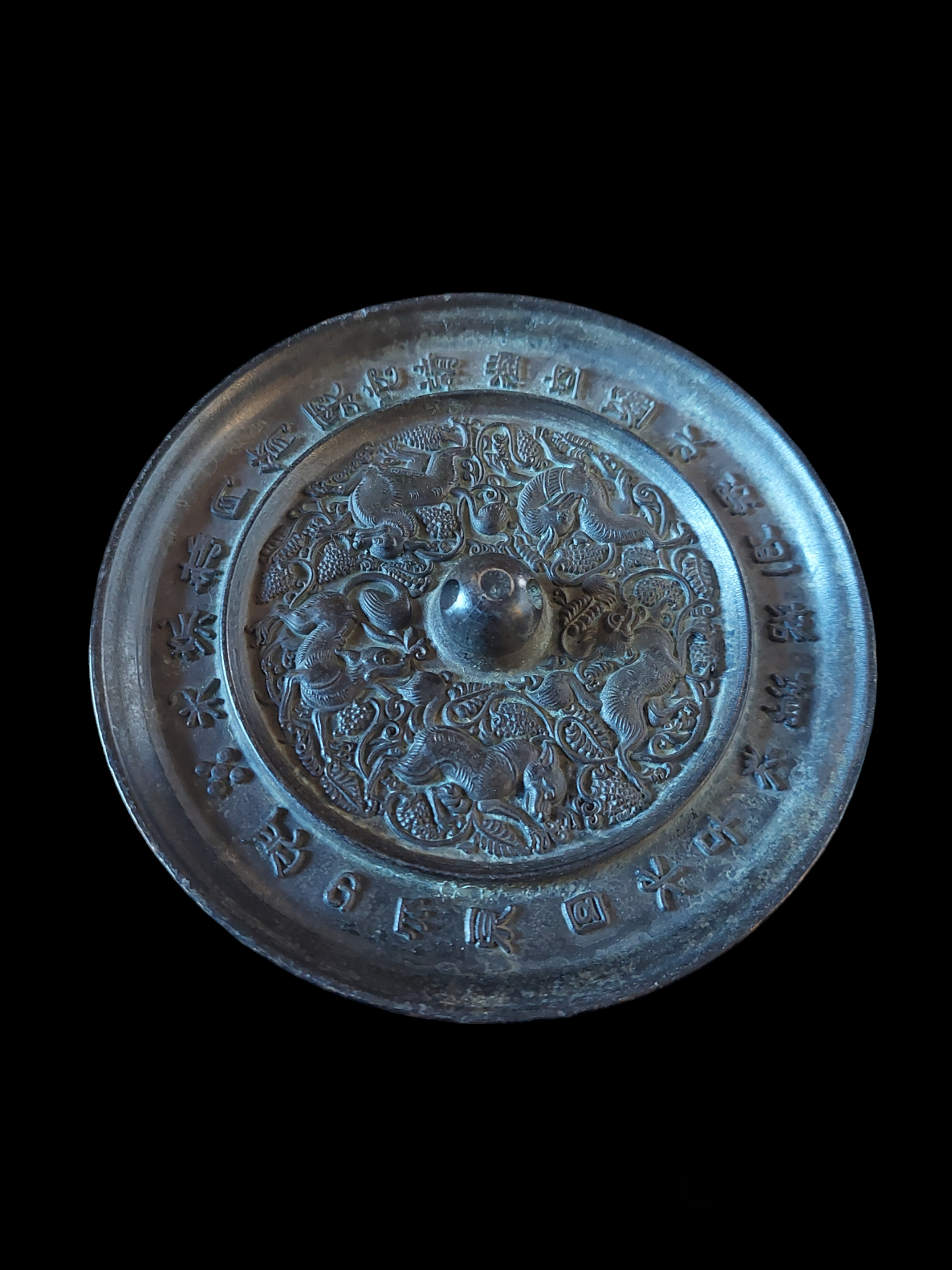 Old Chinese mirror Sea Beasts and Grapes 118 millimeters