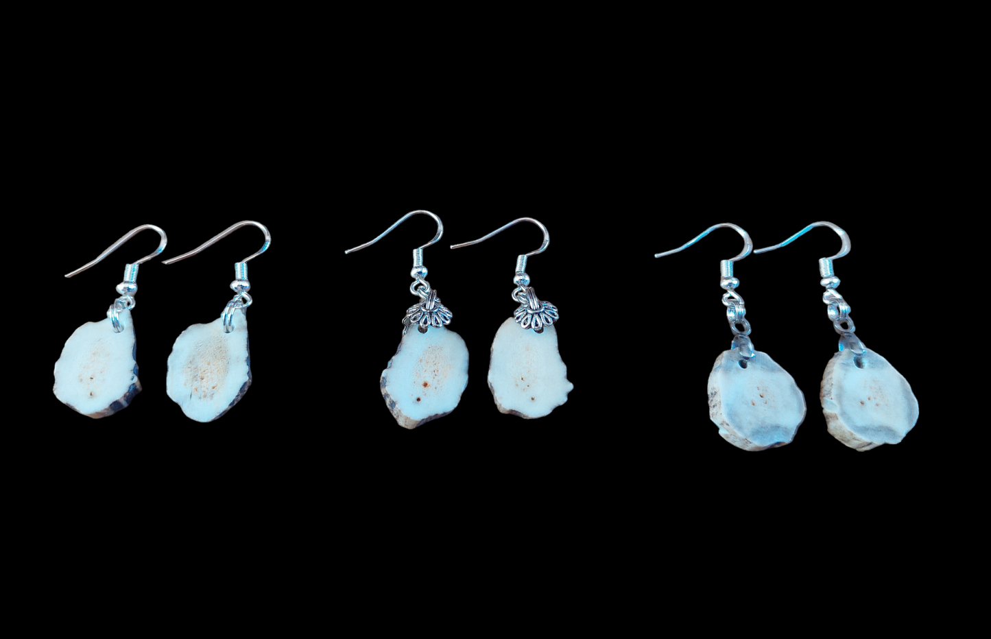 Roe deer antler amulet earrings