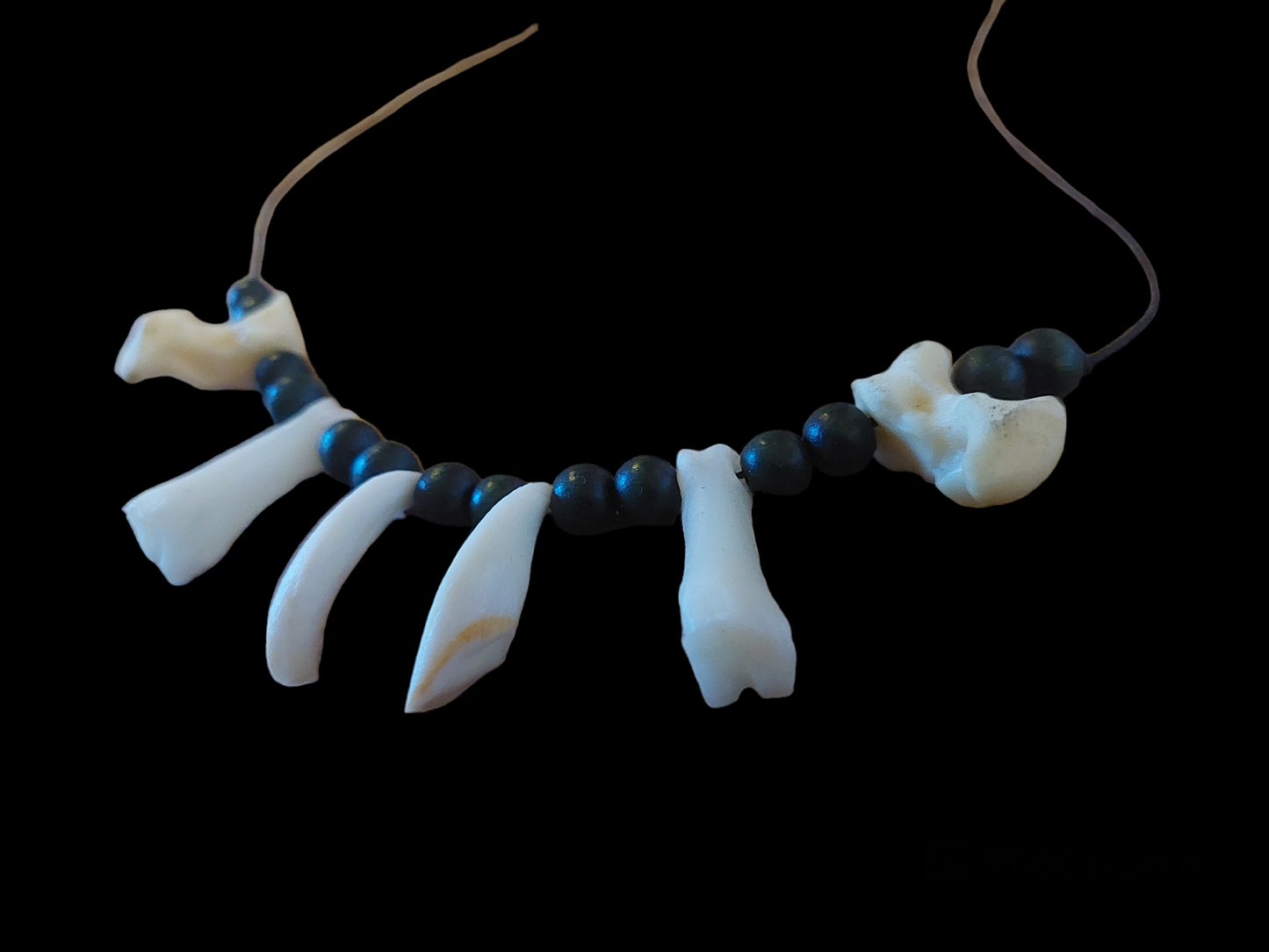 Red deer teeth and roe deer bones amulet necklace