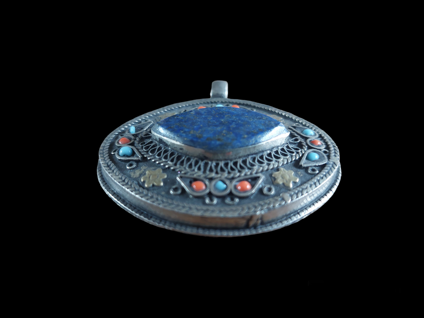 Vintage Kuchi tribal lapis lazuli pendant #1