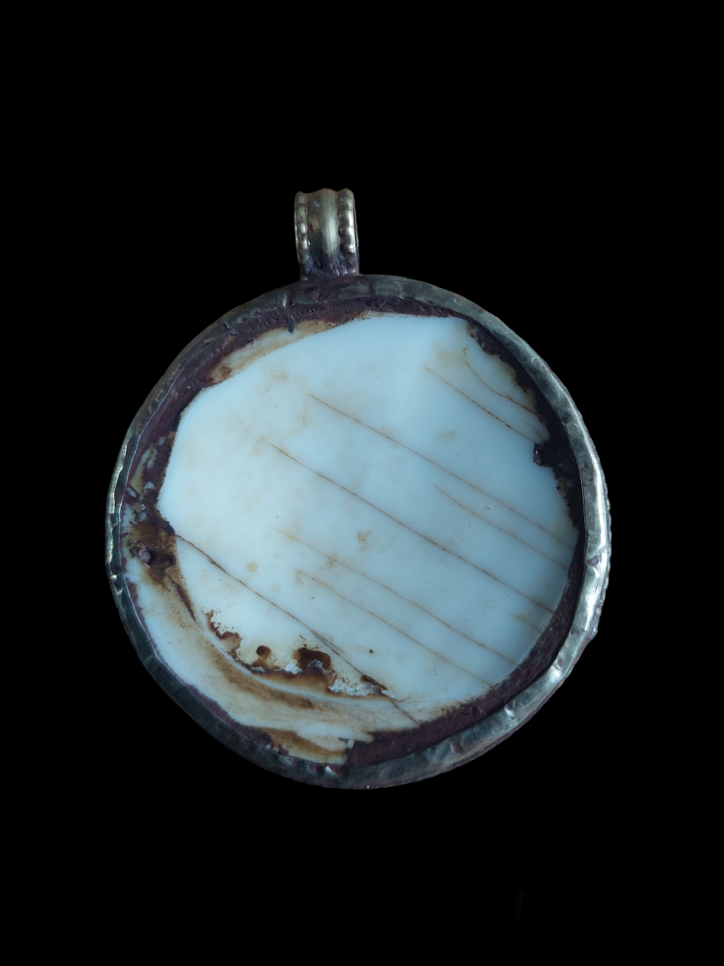 Vintage Tibetan silver and conch shell pendant