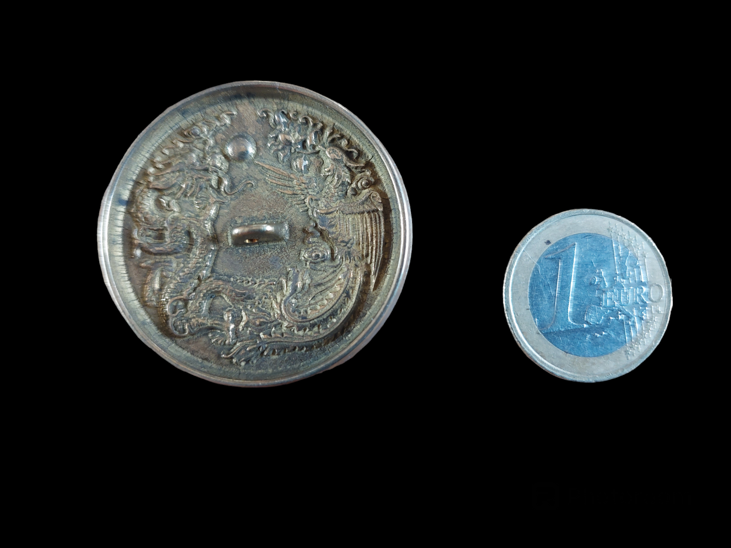 Chinese shamanic mirror Dragon and Phoenix 40 millimeters