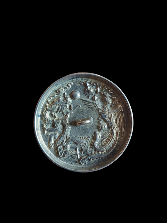 Chinese shamanic mirror Dragon and Phoenix 40 millimeters