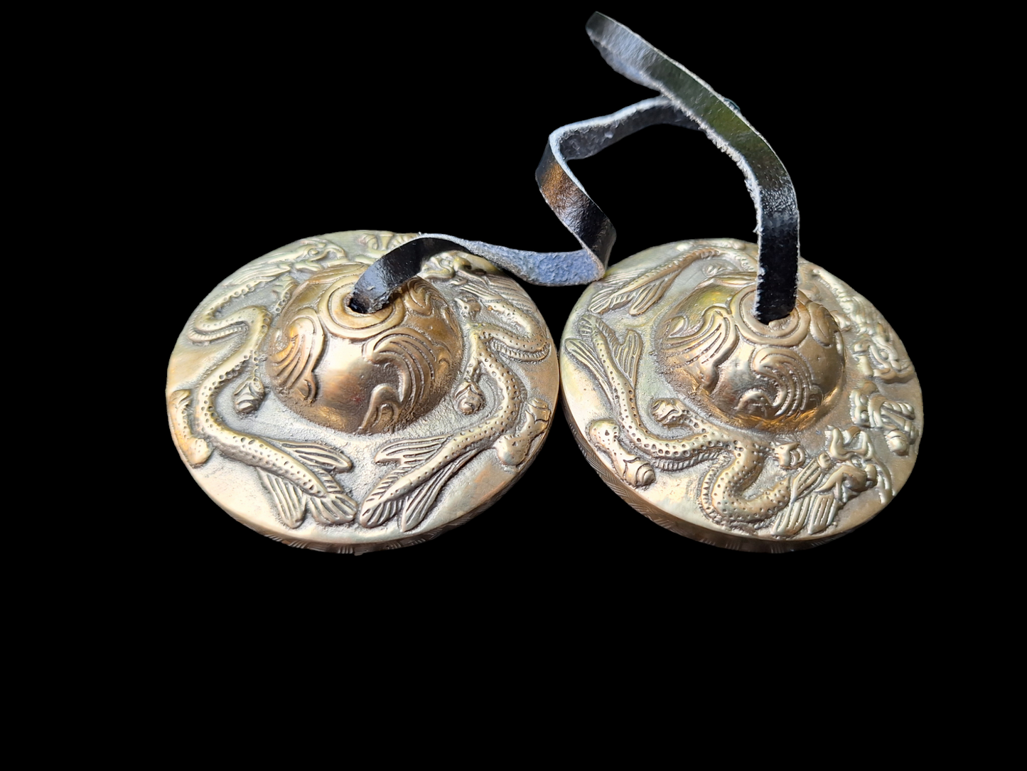 Tingsha bells double dragon, silver color