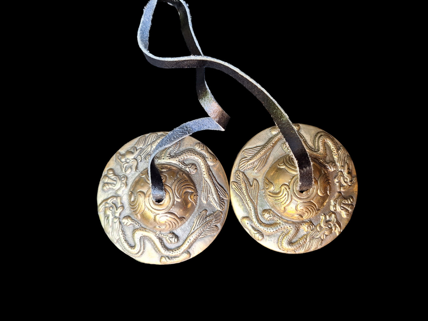 Tingsha bells double dragon, silver color
