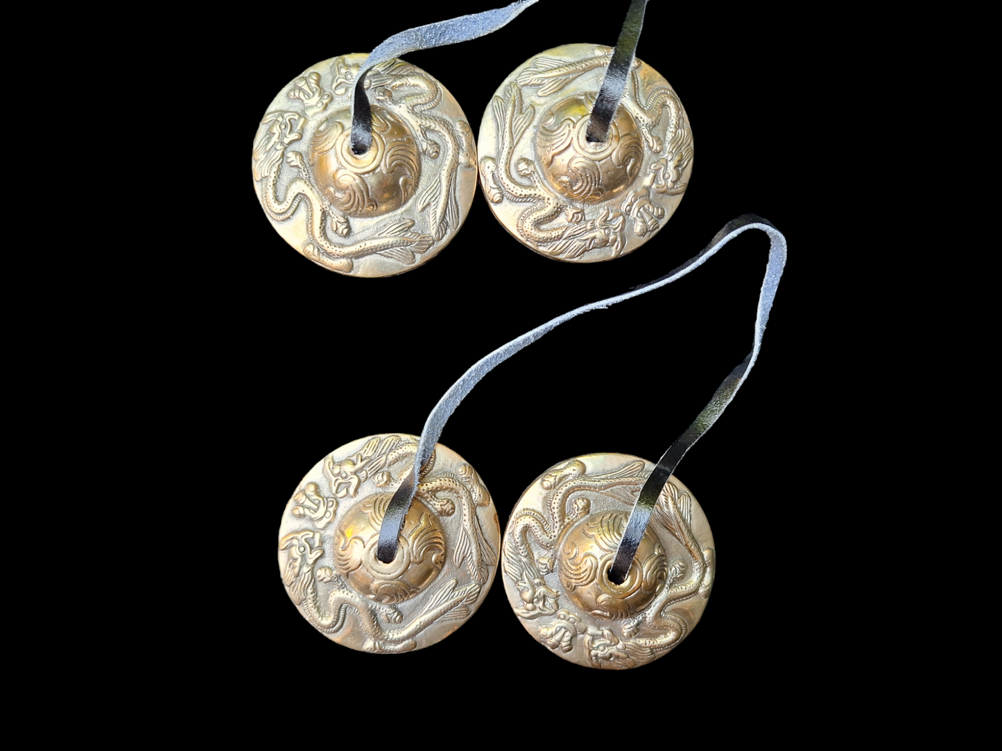 Tingsha bells double dragon, silver color